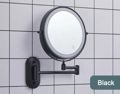 Make-up and Shaving Mirror SaniSupreme Bari Ø20cm LED Lighting 3x Magnification Matt Black