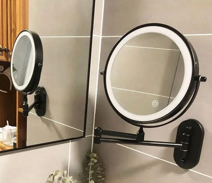 Make-up and Shaving Mirror SaniSupreme Bari Ø20cm LED Lighting 3x Magnification Matt Black