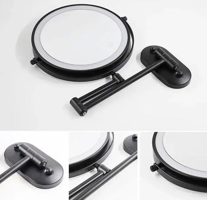 Make-up and Shaving Mirror SaniSupreme Bari Ø20cm LED Lighting 3x Magnification Matt Black