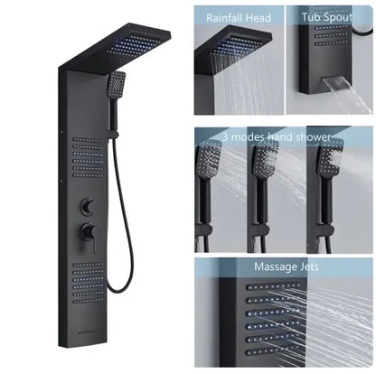 ACTIE Douchepaneel Regendouche SaniSupreme® Capri mat zwart met LED verlichting