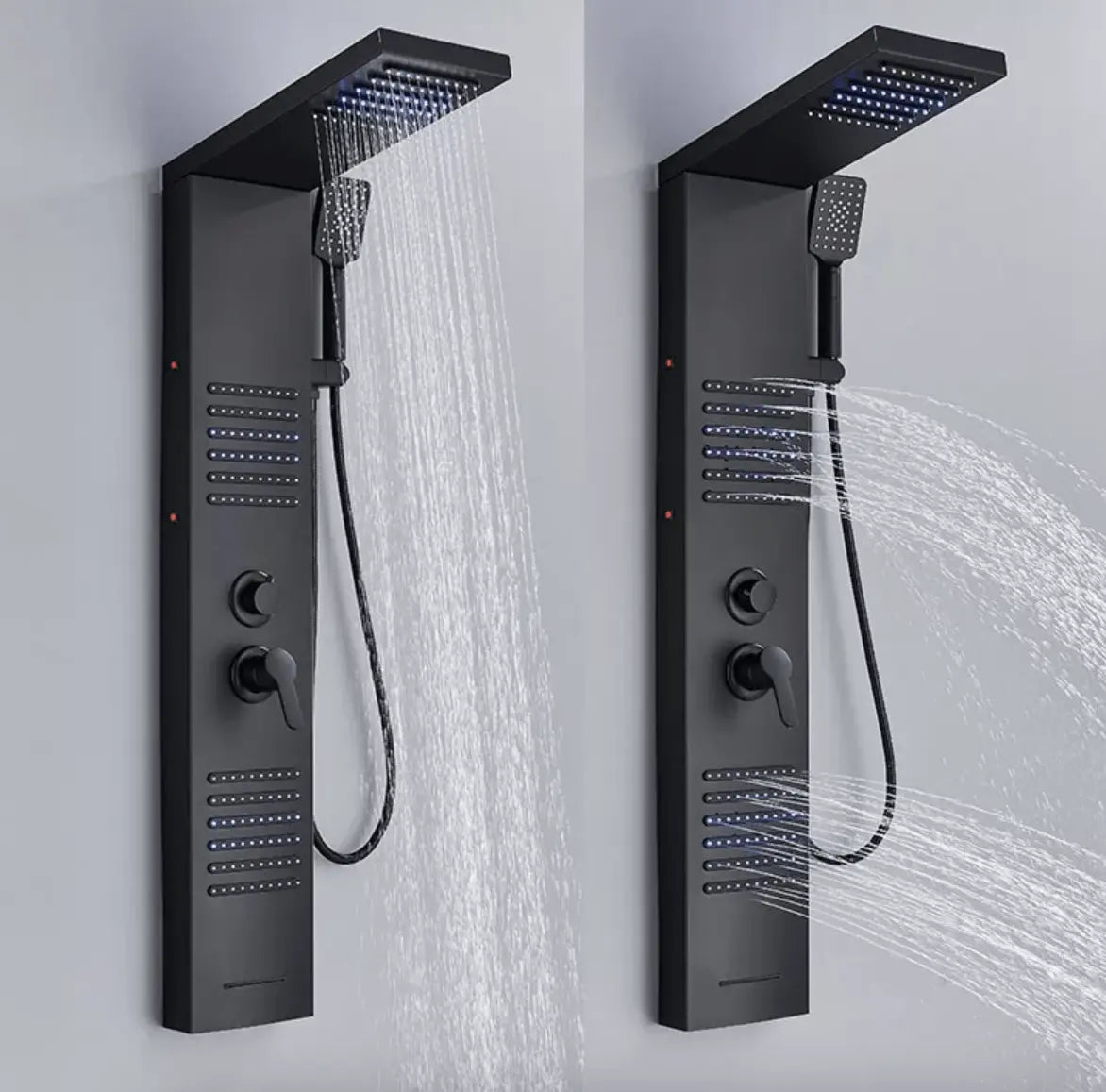 ACTIE Douchepaneel Regendouche SaniSupreme® Capri mat zwart met LED verlichting