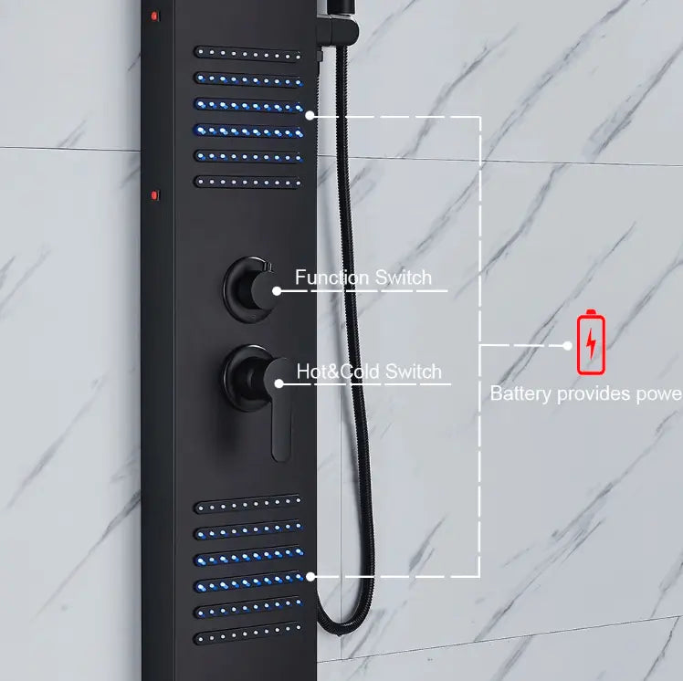 ACTIE Douchepaneel Regendouche SaniSupreme® Capri mat zwart met LED verlichting