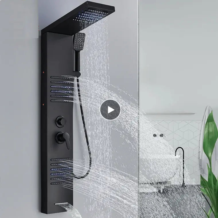 ACTIE Douchepaneel Regendouche SaniSupreme® Capri mat zwart met LED verlichting