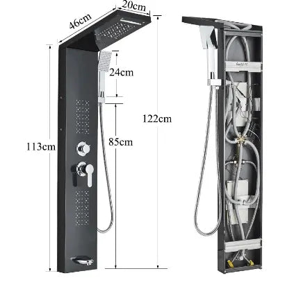 ACTIE Douchepaneel Regendouche SaniSupreme® Catalonia mat zwart - chroom knoppen
