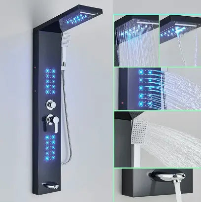 ACTIE Douchepaneel Regendouche SaniSupreme® Catalonia mat zwart - chroom knoppen