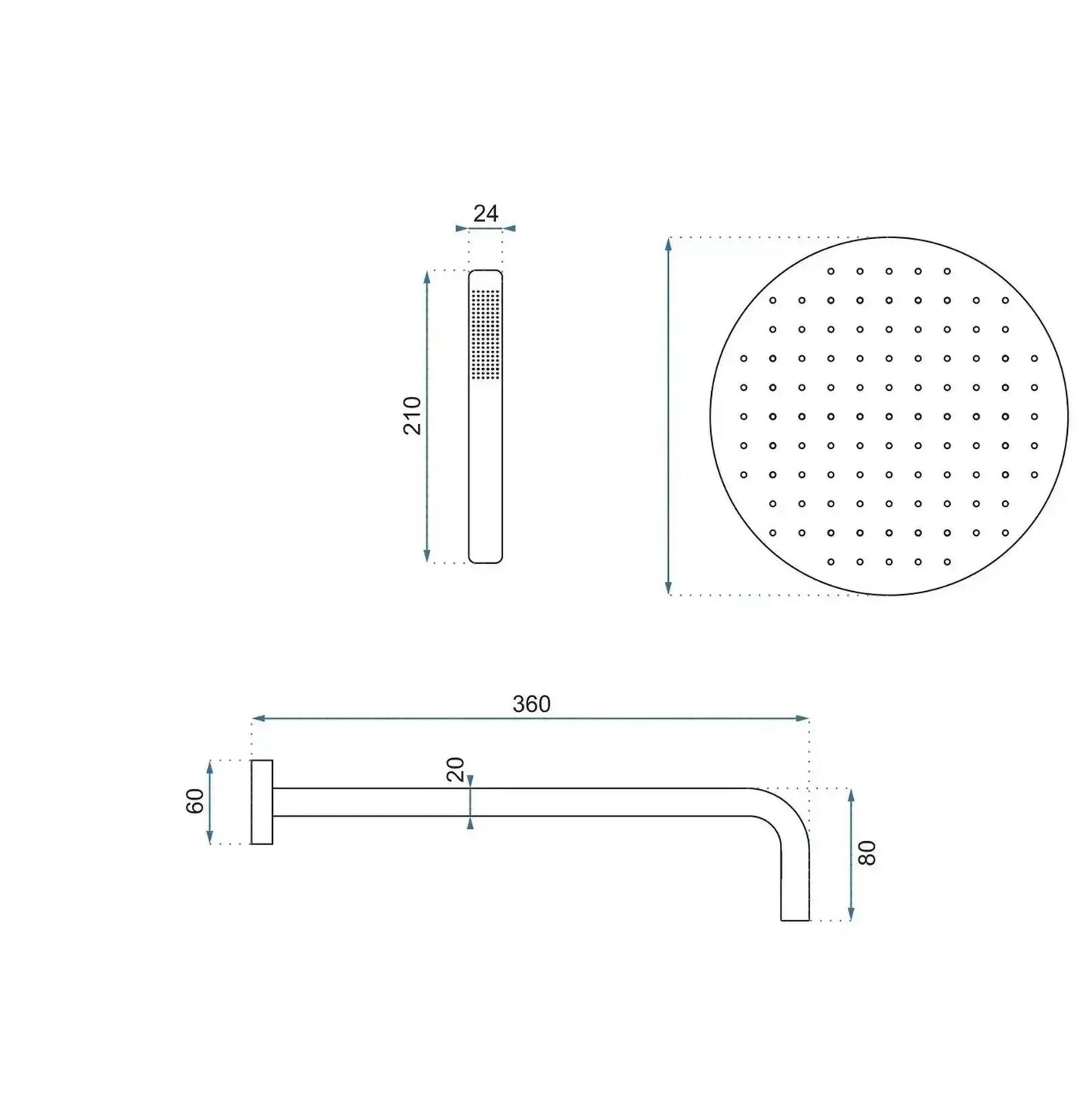 SaniSupreme Aqua-AeroLine Inbouw Doucheset Rond LCD Display 30 cm Gun Metal Sanisupreme