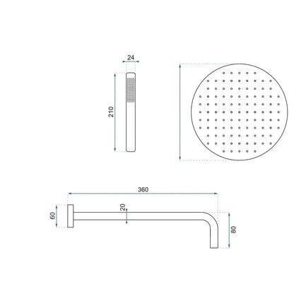 SaniSupreme Aqua-AeroLine Inbouw Doucheset Rond LCD Display 30 cm Gun Metal Sanisupreme
