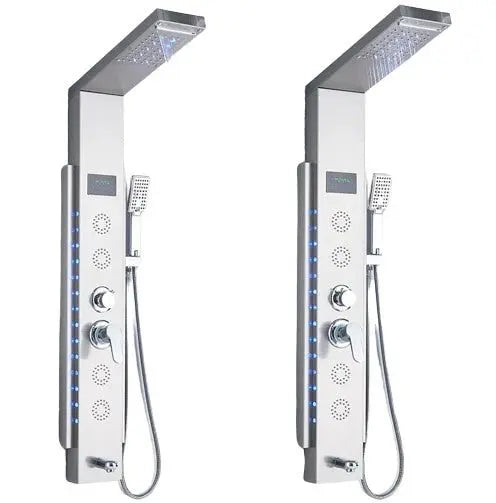 AKTIE Douchepaneel Opbouwdouche SaniSupreme® Locarno met hand - en voetendouche LCD Premium zilver brush