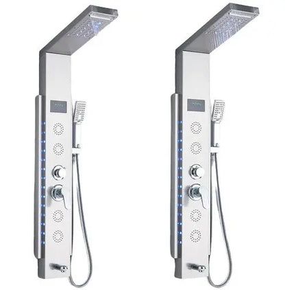 AKTIE Douchepaneel Opbouwdouche SaniSupreme® Locarno met hand - en voetendouche LCD Premium zilver brush