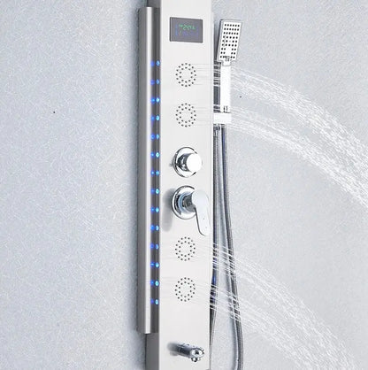 AKTIE Douchepaneel Opbouwdouche SaniSupreme® Locarno met hand - en voetendouche LCD Premium zilver brush