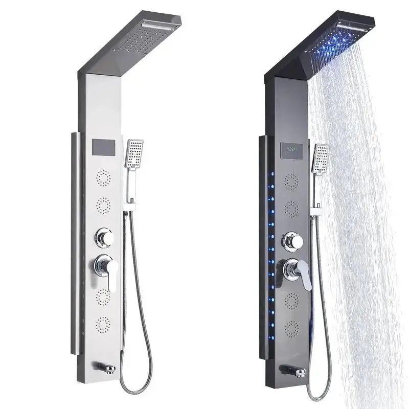 AKTIE Douchepaneel Opbouwdouche SaniSupreme® Locarno met hand - en voetendouche LCD Premium zilver brush