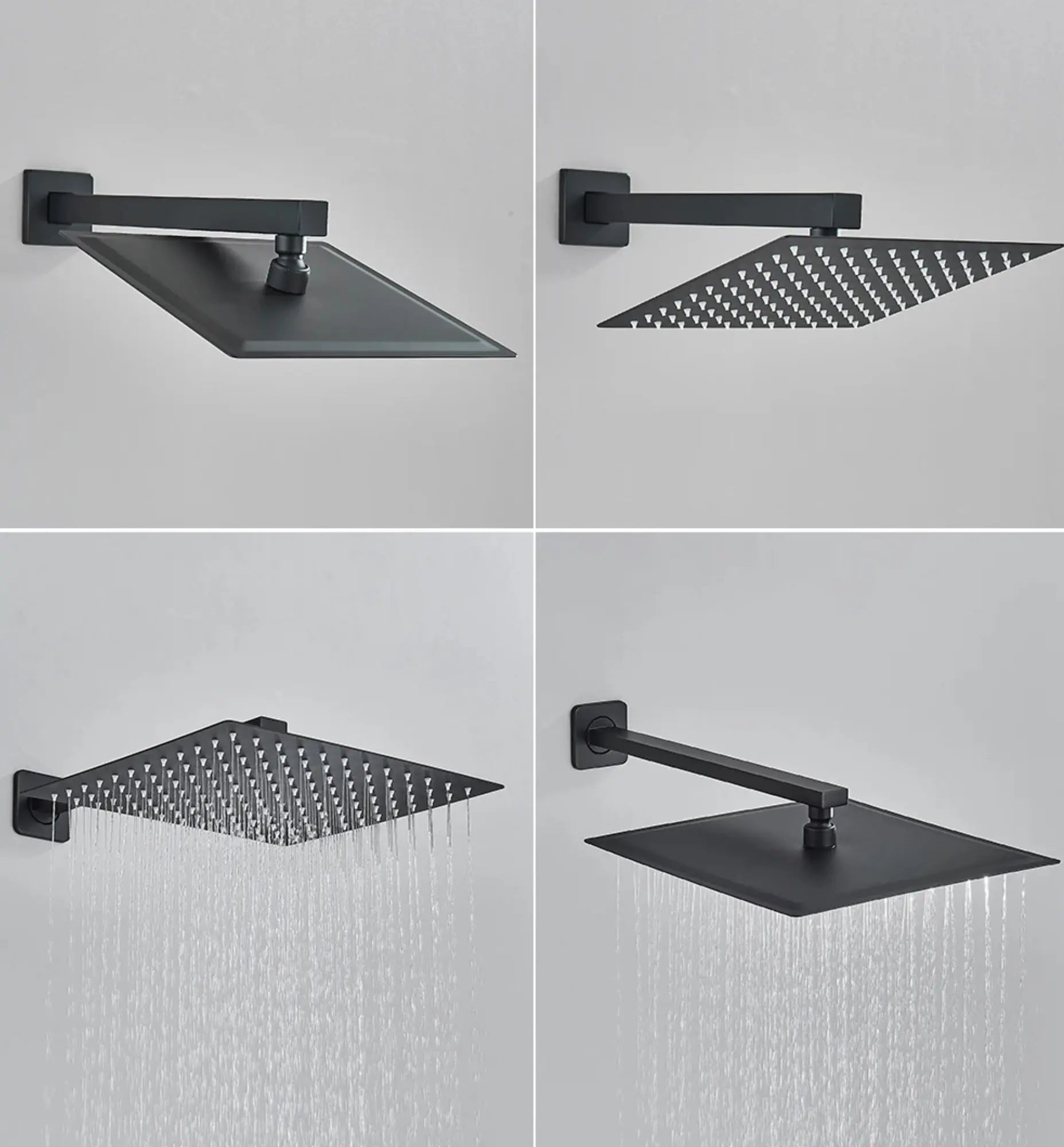 AKTIE - SaniSupreme Doucheset Firenze 12 inch - 30 cm. regendouche vierkant 3 - weg zwart inbouw