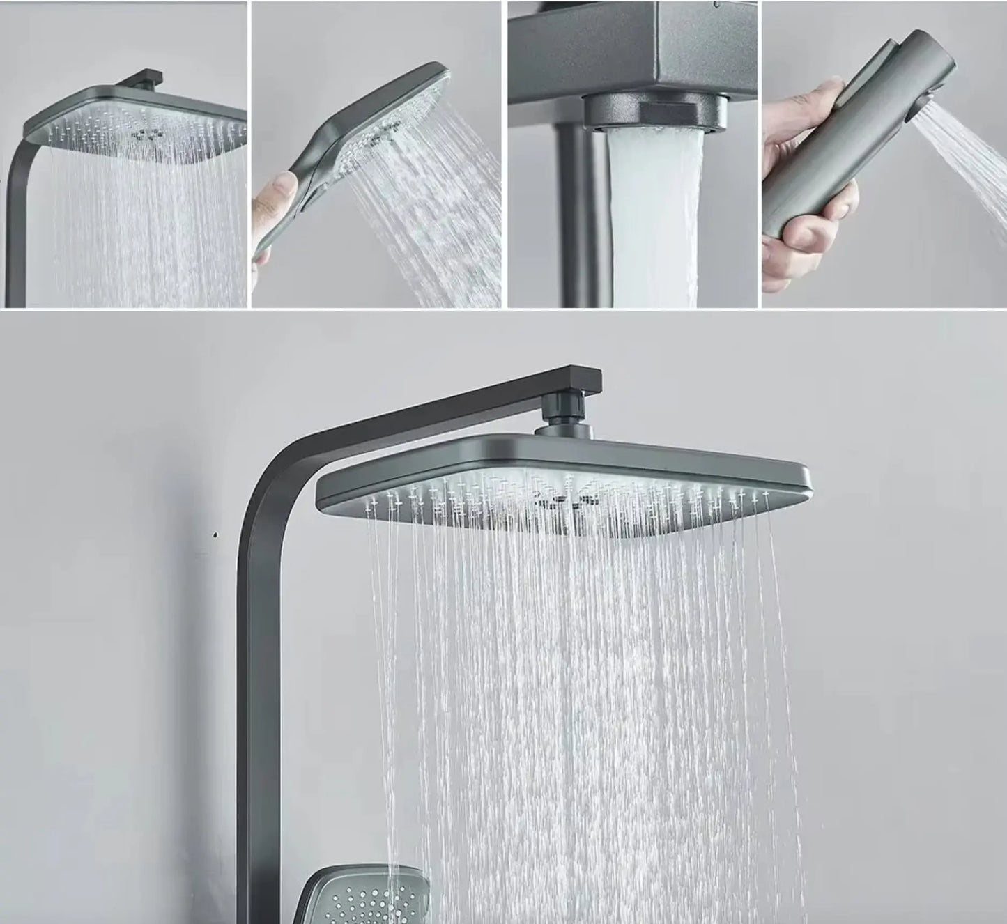 AKTIE SaniSupreme Montana Premium opbouw bad doucheset 4 - weg met baduitloop en bidet regendouche 28x18 cm Gunmetal grijs