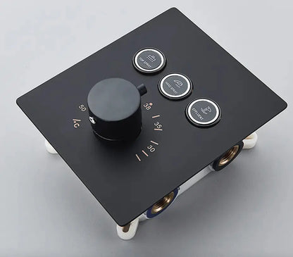 AKTIE SaniSupreme® SmartPulse Plafond Thermostatische Doucheset Alicante Waterval 3 weg 40 cm regendouche vierkant mat zwart