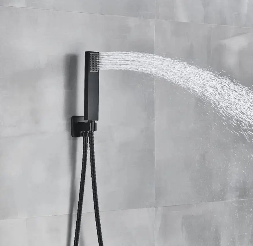 AKTIE SaniSupreme® SmartPulse Plafond Thermostatische Doucheset Alicante Waterval 3 weg 40 cm regendouche vierkant mat zwart