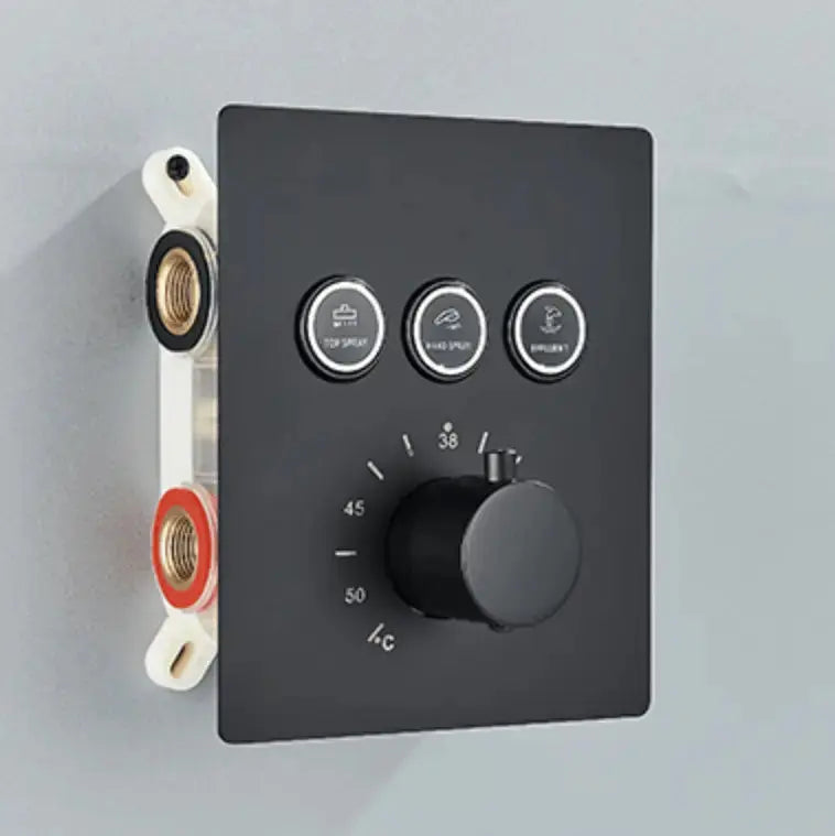 AKTIE SaniSupreme® SmartPulse Plafond Thermostatische Doucheset Alicante Waterval 3 weg 40 cm regendouche vierkant mat zwart