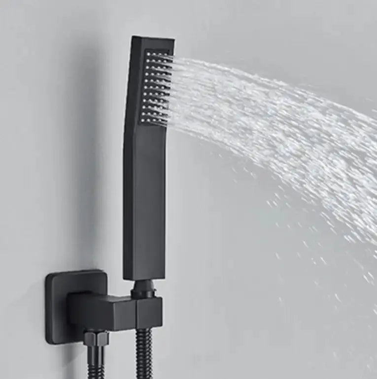 AKTIE SaniSupreme® SmartPulse Plafond Thermostatische Doucheset Alicante Waterval 3 weg 40 cm regendouche vierkant mat zwart