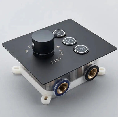 AKTIE SaniSupreme® SmartPulse Plafond Thermostatische Doucheset Alicante Waterval 3 weg 40 cm regendouche vierkant mat zwart