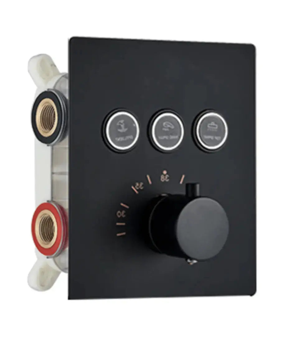 AKTIE SaniSupreme® SmartPulse Plafond Thermostatische Doucheset Alicante Waterval 3 weg 40 cm regendouche vierkant mat zwart