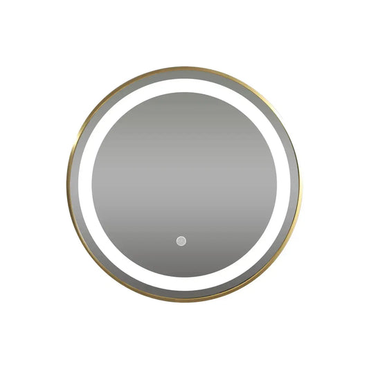 badkamerspiegel SaniSupreme Fabricio Aqua HighLine rond Geborsteld Goud diameter 50 cm led verlichting, verwarming en touch schakelaar