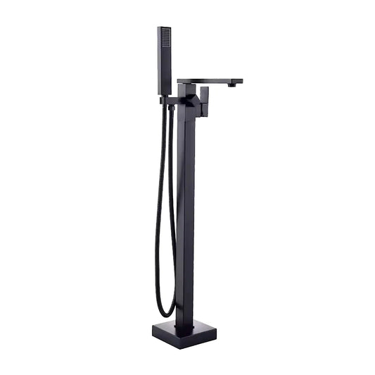 SaniSupreme® Badkraan Milan vrijstaand model met handdouche mat zwart Sanisupreme