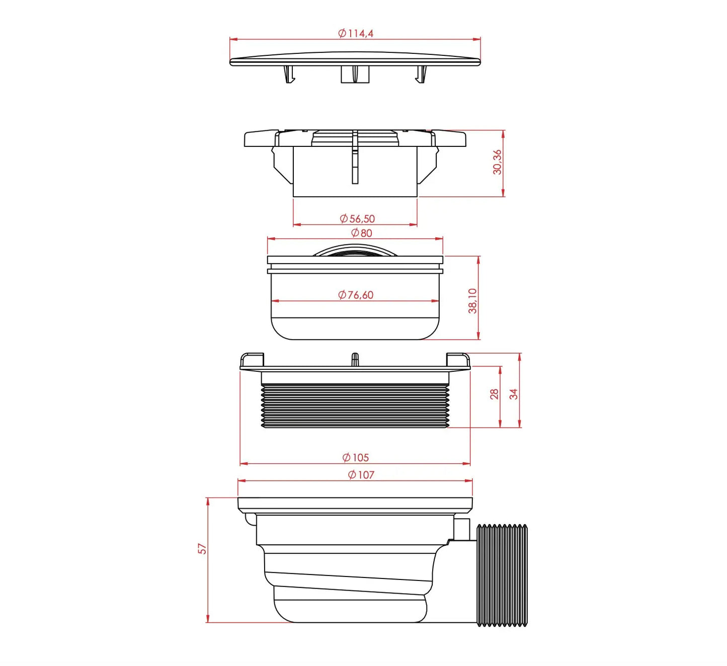 Badsifon Chroom SaniSupreme voor baden en douchebakken 90MM-Ø50MM SaniSupreme