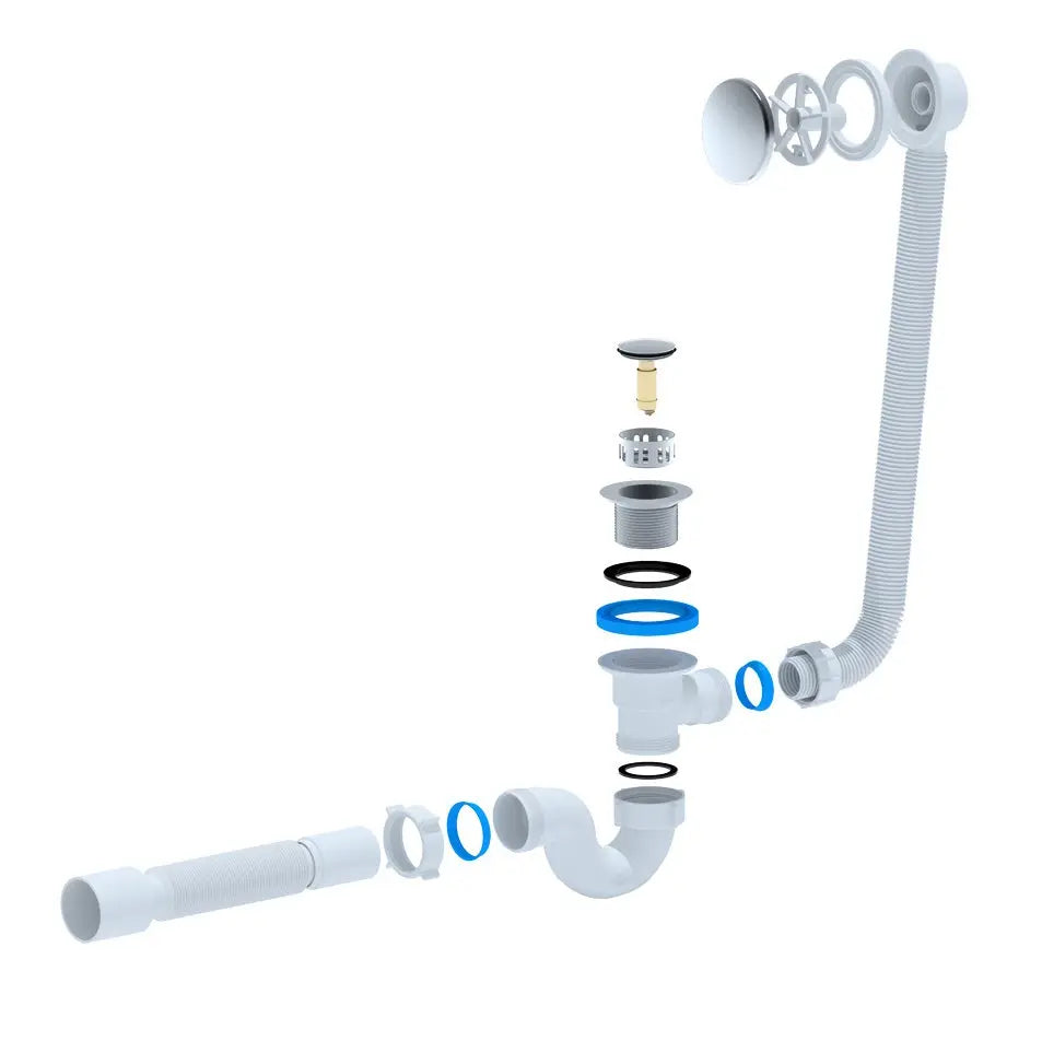 Badsifon Chroom met overloop SaniSupreme voor baden universeel Ø50MM SaniSupreme