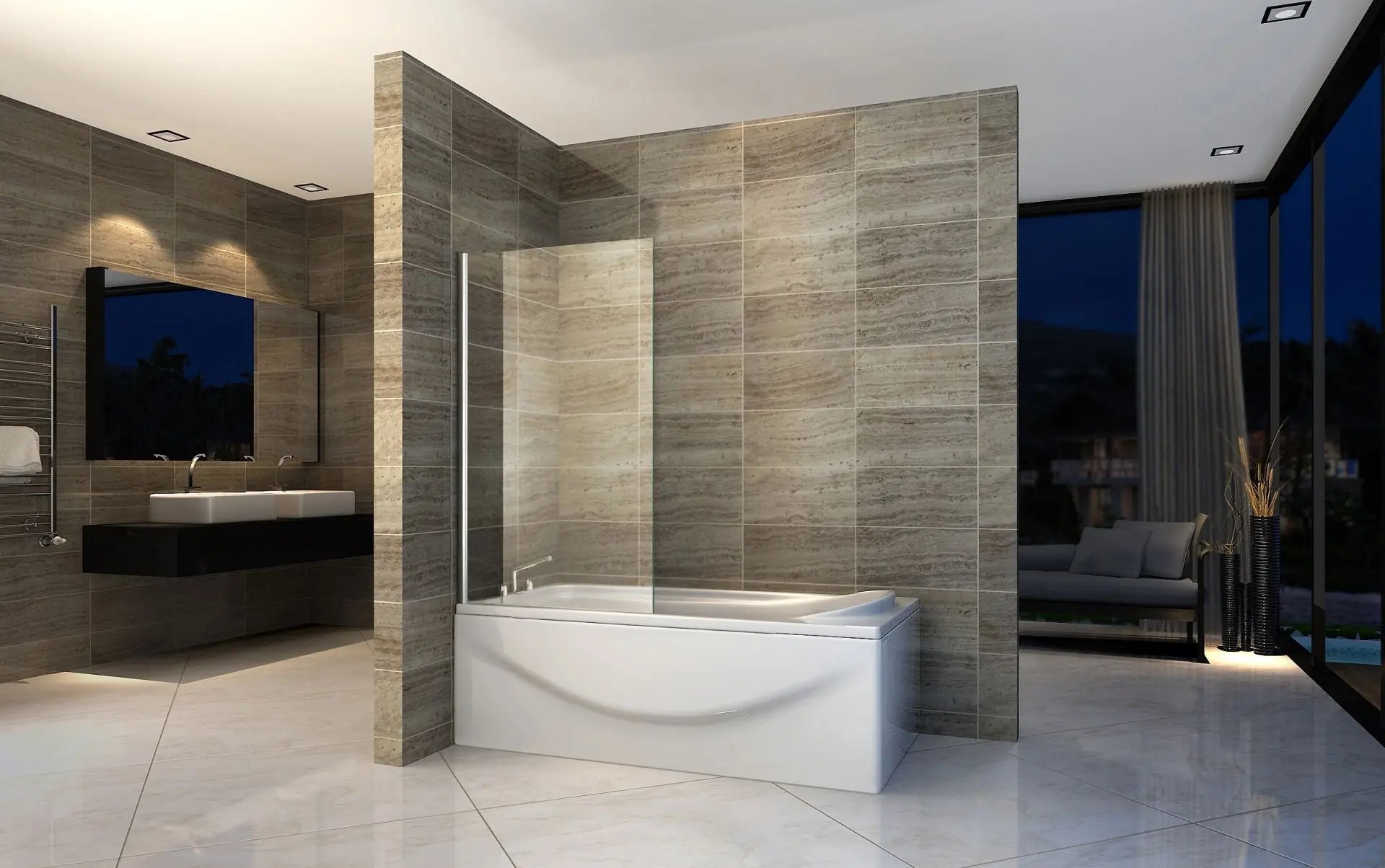 Badwand Douchewand Sanisupreme WellnessLine Series 70X140 CM Veiligheidsglas 8 MM Helder Glas Vlak