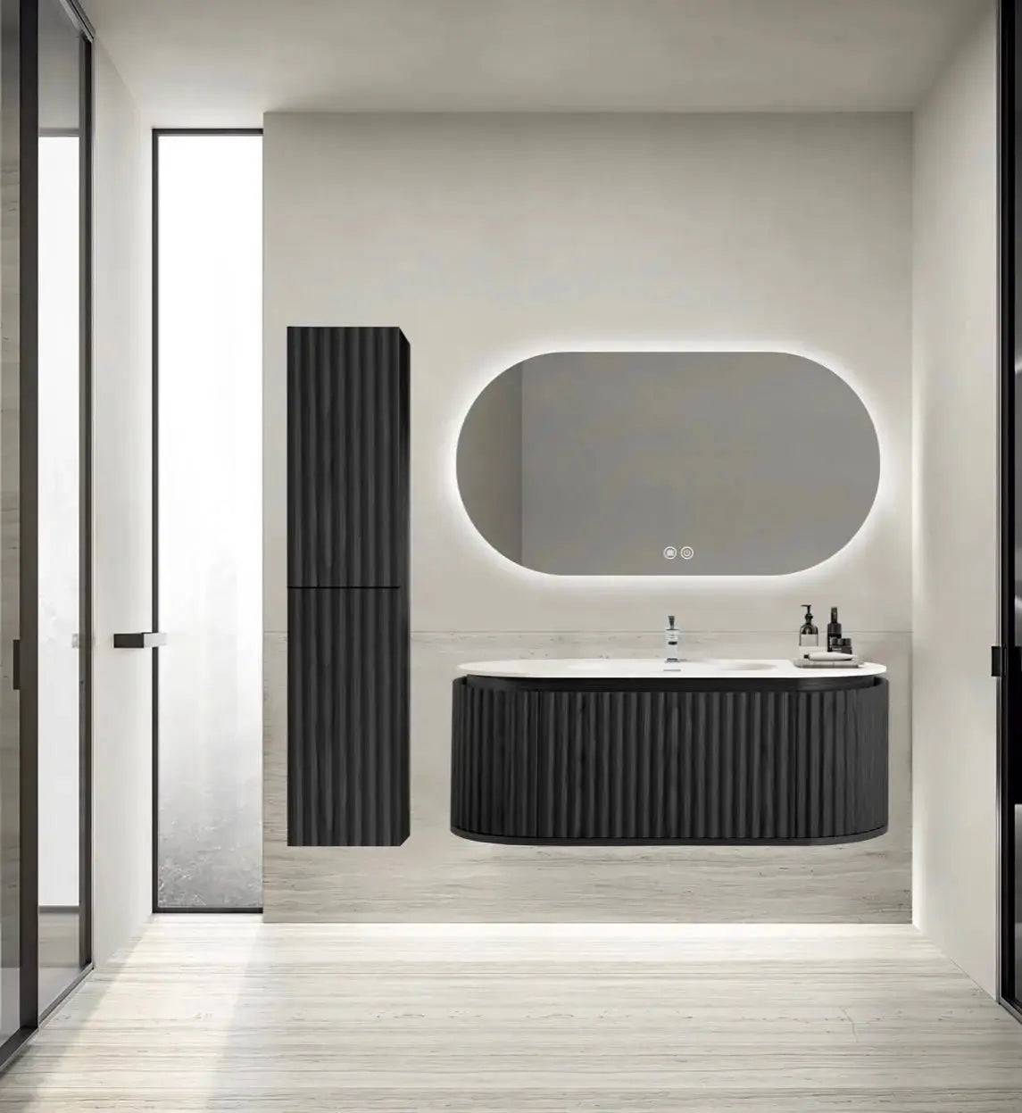 Begonia Complete wastafelonderkant 99X42X52,5cm Zwart Eiken