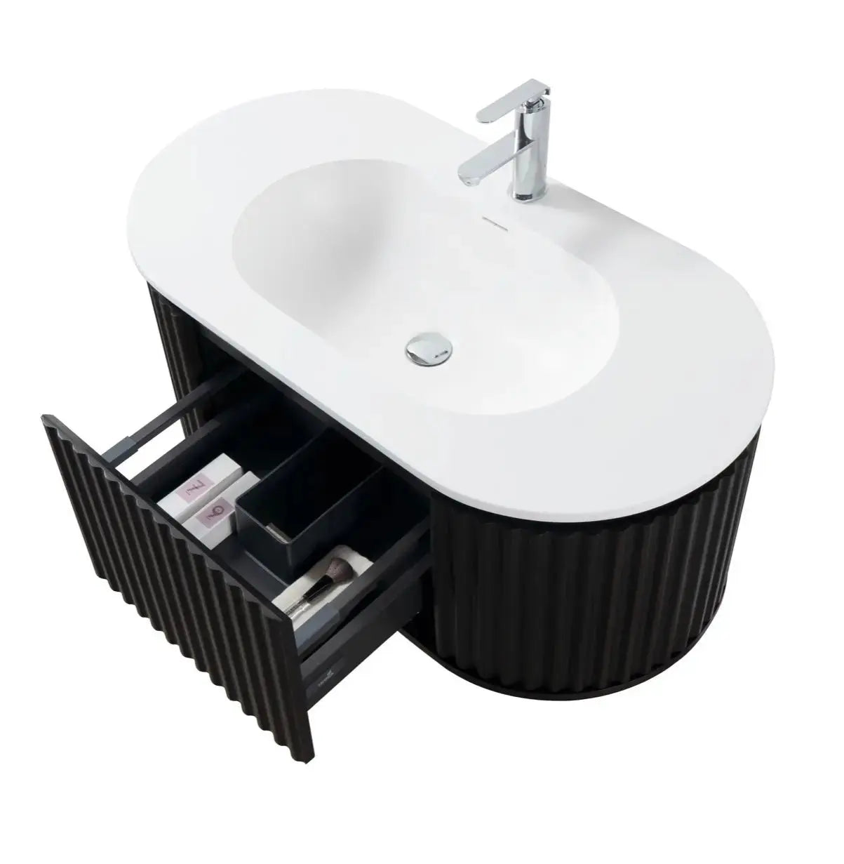 Begonia Complete wastafelonderkant 99X42X52,5cm Zwart Eiken