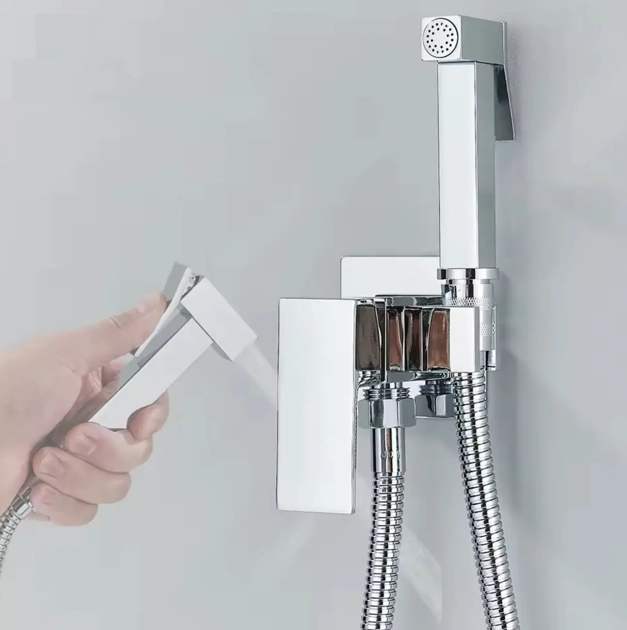 SaniSupreme ProLine Bidet handdouche komplete set chroom glans vierkant SaniSupreme