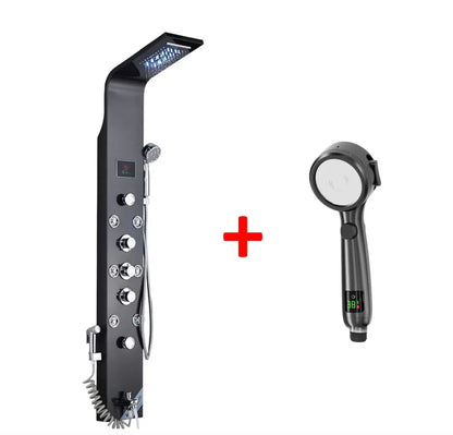 BUNDELPROMO Douchepaneel Wellnessdouche SaniSupreme Sicilie zwart met Multifunctionele Handdouche met LCD