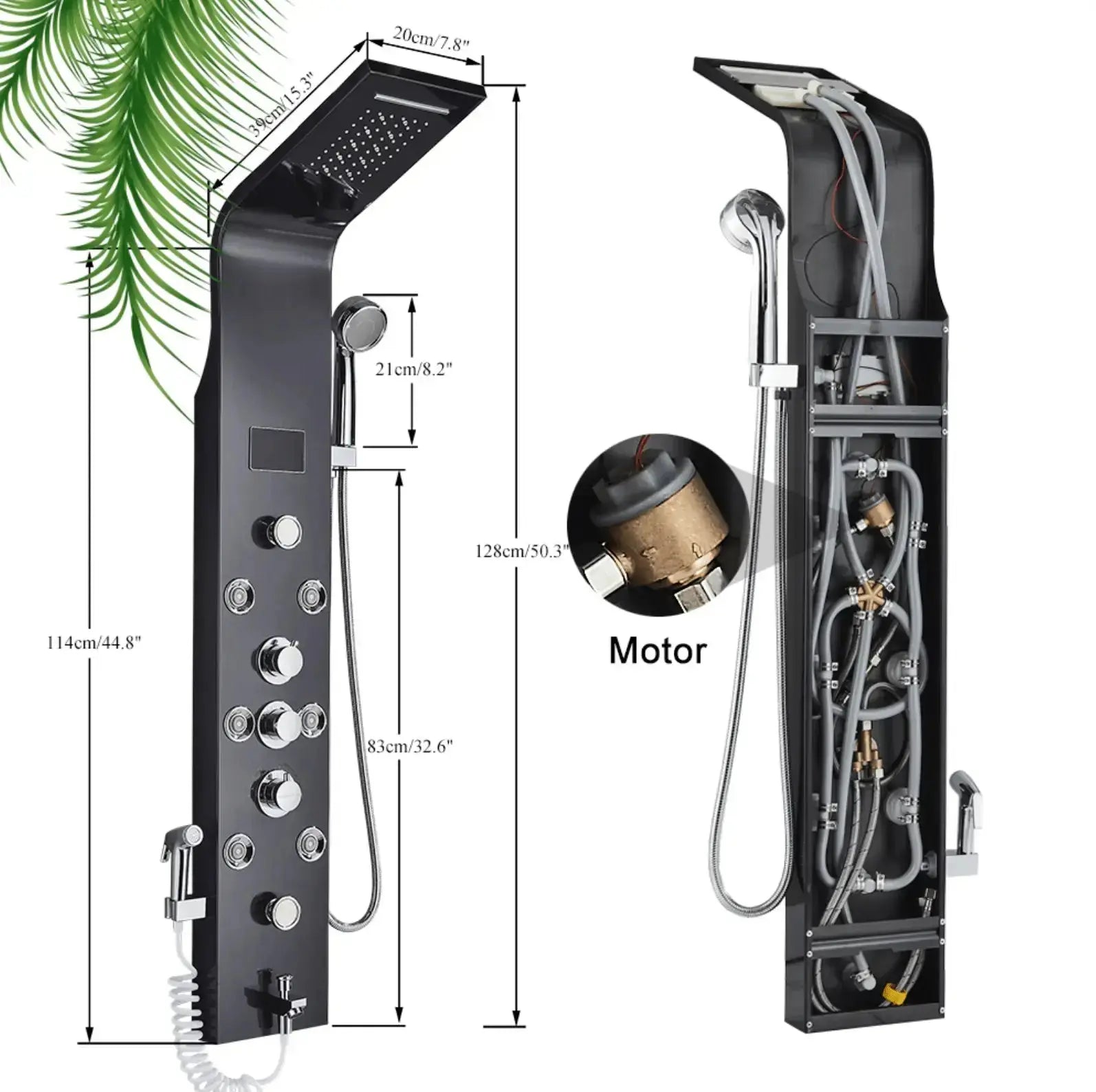 BUNDELPROMO Douchepaneel Wellnessdouche SaniSupreme Sicilie zwart met Multifunctionele Handdouche met LCD