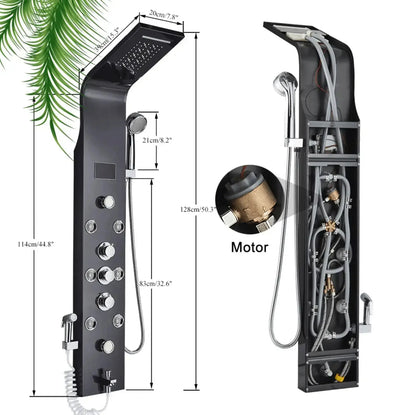 BUNDELPROMO Douchepaneel Wellnessdouche SaniSupreme Sicilie zwart met Multifunctionele Handdouche met LCD