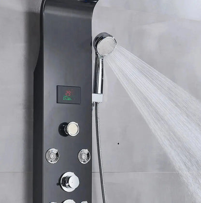 BUNDELPROMO Douchepaneel Wellnessdouche SaniSupreme Sicilie zwart met Multifunctionele Handdouche met LCD