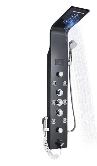 BUNDELPROMO Douchepaneel Wellnessdouche SaniSupreme Sicilie zwart met Multifunctionele Handdouche met LCD