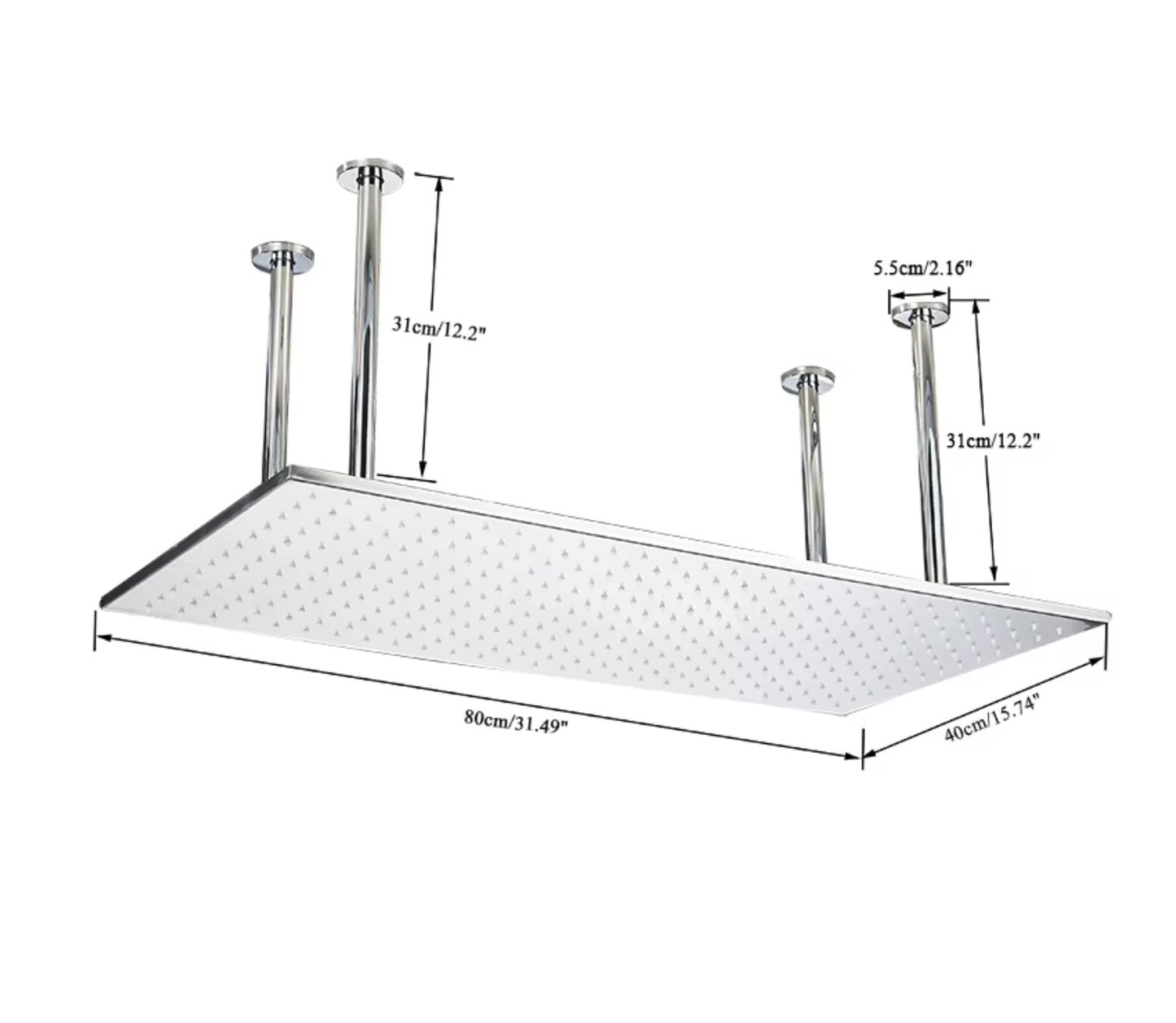 SaniSupreme® SmartPulse Plateau de douche à effet de pluie au plafond Alicante LED 40x80 cm noir mat