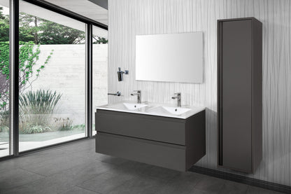 SaniSupreme® Monaco Bathroom furniture 120 matt anthracite gray ceramic double sink white