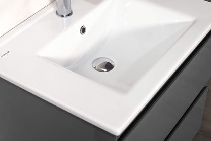 SaniSupreme® Monaco Meuble de salle de bain 60 vasque en céramique gris anthracite mat blanc