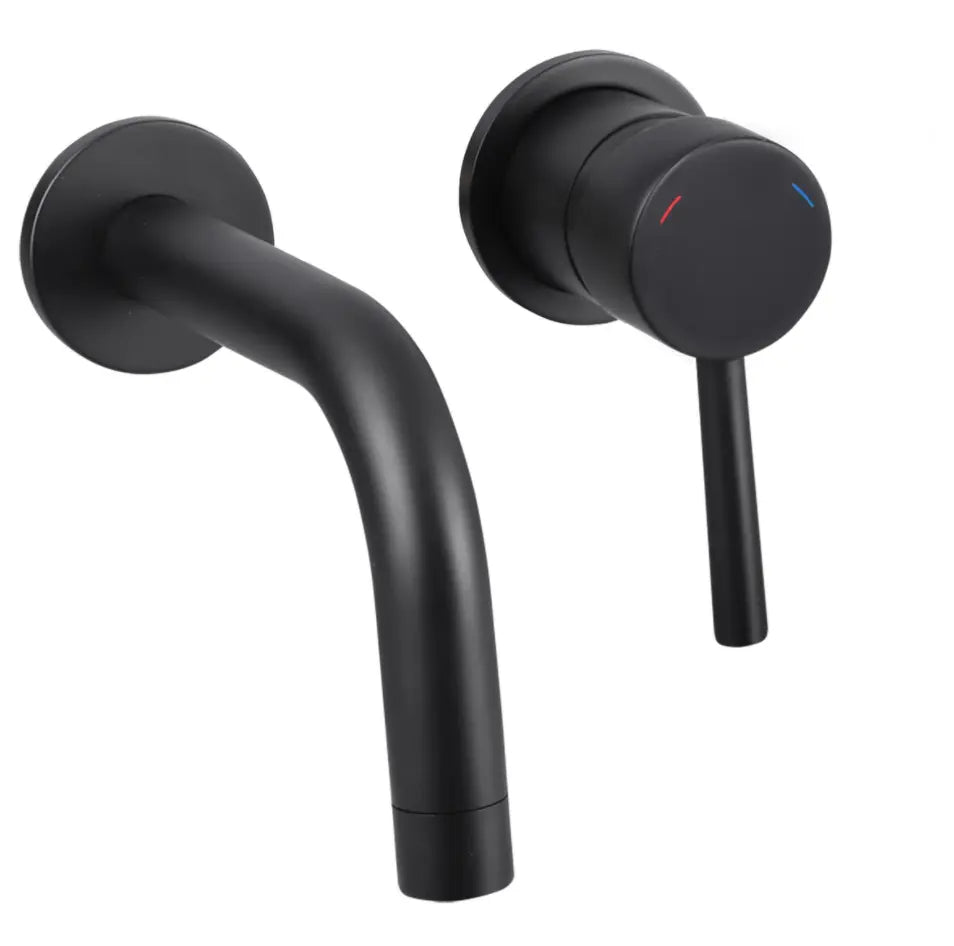 Differnz inbouw wastafelkraan mengkraan koud - warm keramisch mat - zwart