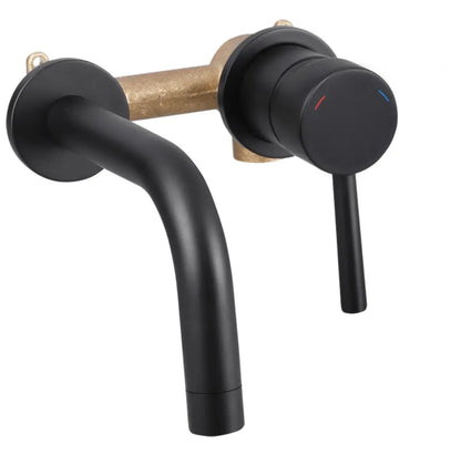 Differnz inbouw wastafelkraan mengkraan koud - warm keramisch mat - zwart