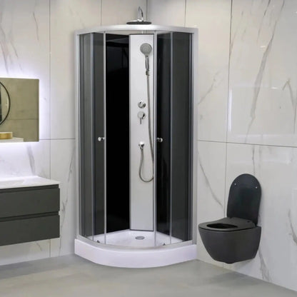 Douchecabine SaniSupreme® AquaPlus 90 x 90 x 200 cm kwartrond incl douchebak en regendouche, handdouche