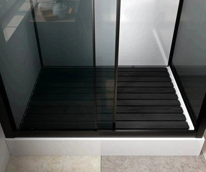 Douchecabine SaniSupreme® AquaPlus Renova compleet met schuifdeur - 90X225X90 CM - omkeerbaar mat zwart met grijs rookglas