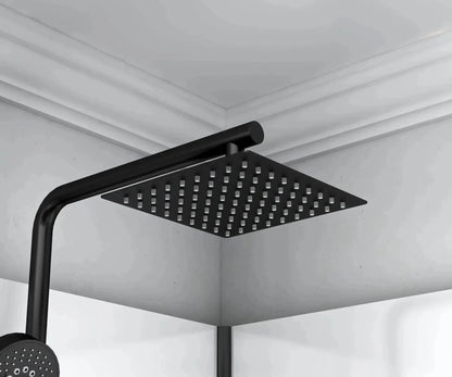 Douchecabine SaniSupreme® AquaPlus Renova compleet met schuifdeur - 90X225X90 CM - omkeerbaar mat zwart met grijs rookglas