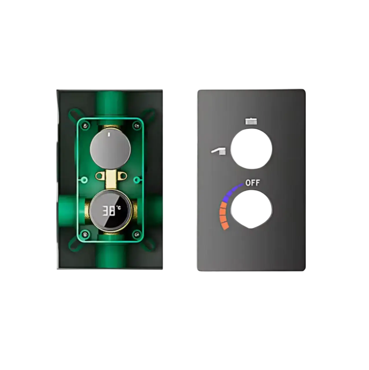 SaniSupreme Aqua-AeroLine Doucheset LCD Display 30 cm Gun Metal Sanisupreme