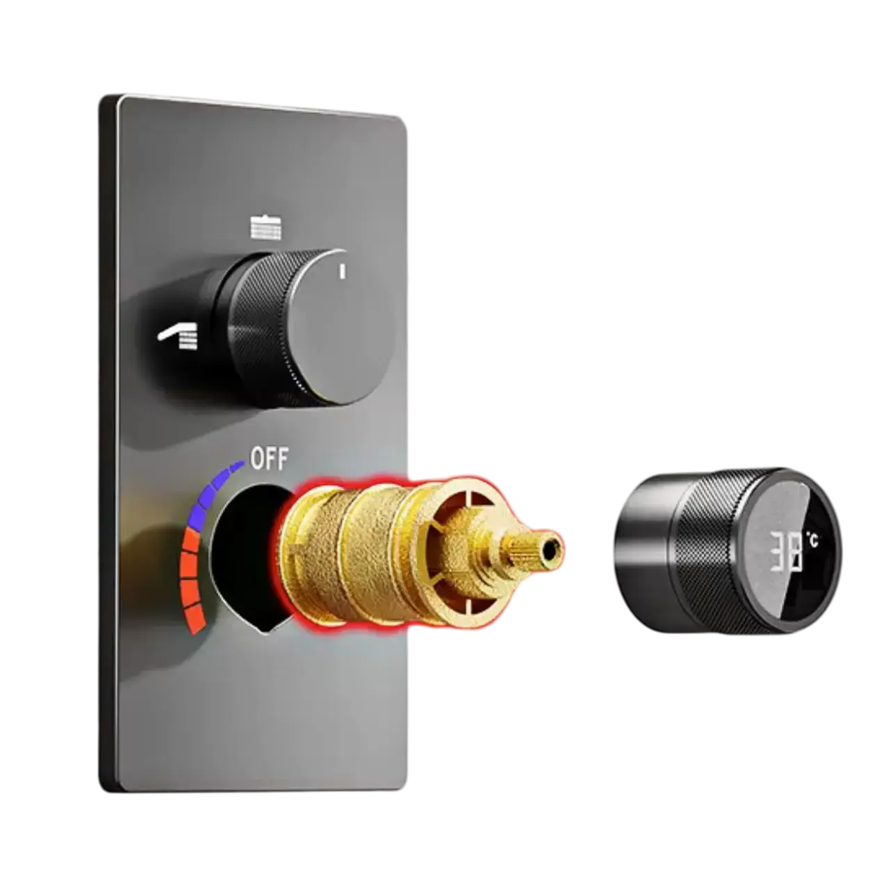 SaniSupreme Aqua-AeroLine Doucheset LCD Display 30 cm Gun Metal Sanisupreme