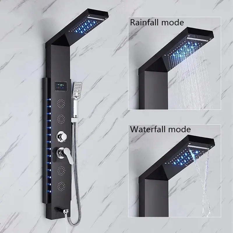 Douchepaneel Opbouwdouche SaniSupreme® Locarno met hand - en voetendouche LCD Premium zwart