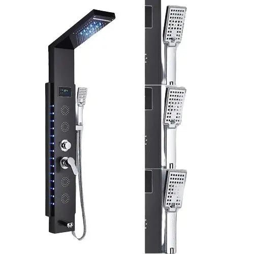 Douchepaneel Opbouwdouche SaniSupreme® Locarno met hand - en voetendouche LCD Premium zwart