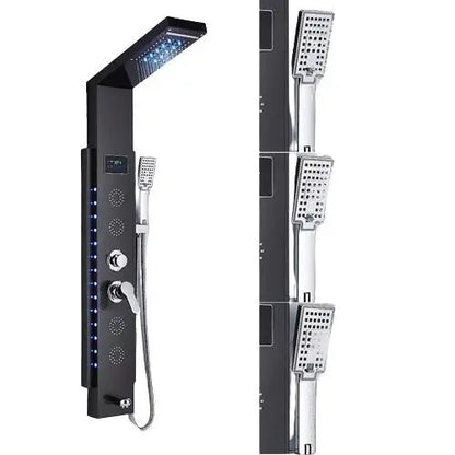 Douchepaneel Opbouwdouche SaniSupreme® Locarno met hand - en voetendouche LCD Premium zwart