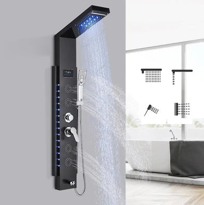 Douchepaneel Opbouwdouche SaniSupreme® Locarno met hand - en voetendouche LCD Premium zwart